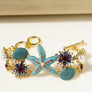 Bohemian Shell Starfish Charm Bracelet Rhinestone Zircon Imitation Pearl Beach